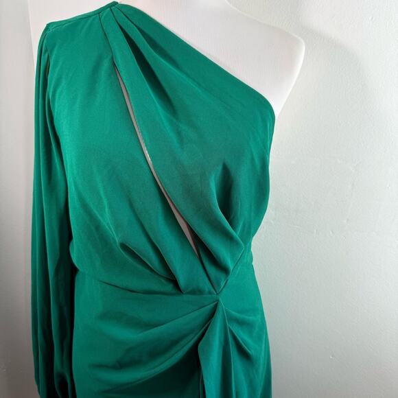 Michael Costello x Revolve Sunny Emerald One Shoulder Cut Out Mini Dress Large - Picture 7 of 13
